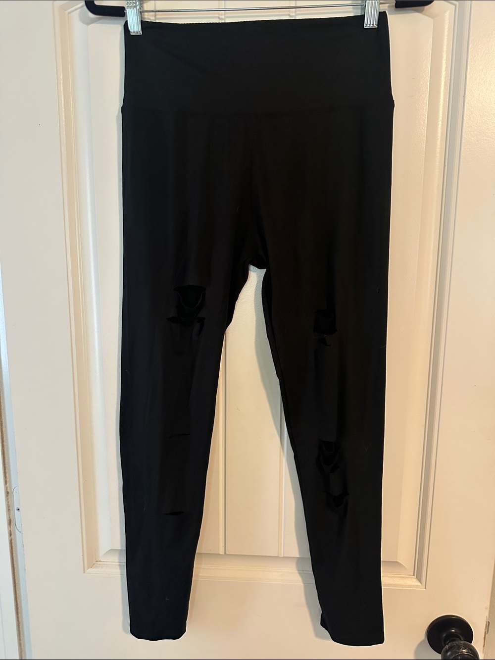 Women’s Black Distressed Leggings - High Waist
